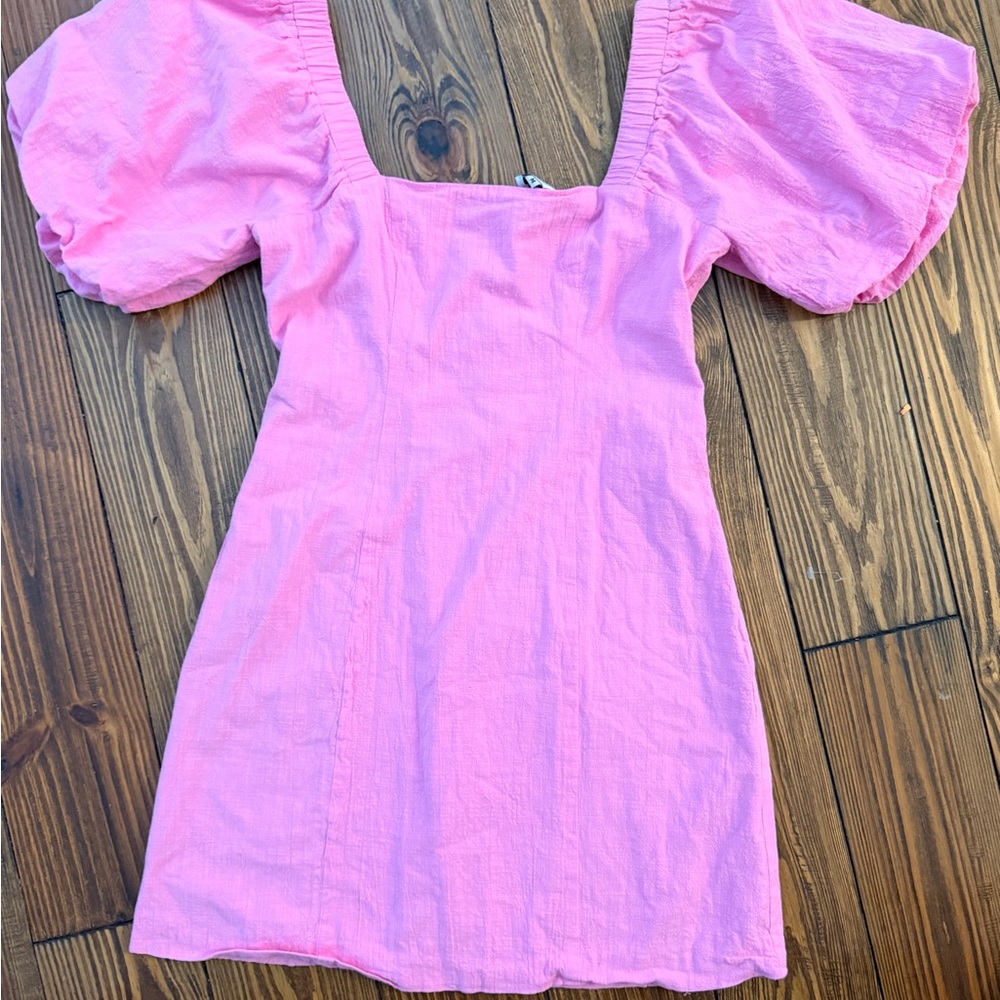 REVOLVE Pink Mini Dress with Puff Sleeves - Picture 4 of 7